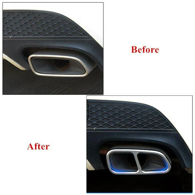 

2Pcs Car Stainless Steel Tail Throat Exhaust Pipe Muffler Tip Cover Trims for Mercedes Benz CLA 2013-2016