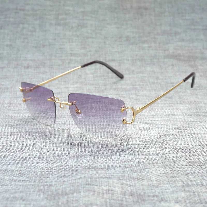 Винтажные Квадратные Солнцезащитные очки без оправы большие размеры мужские с