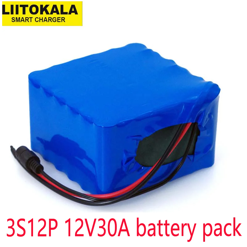 

LiitoKala 12V 30Ah 3S12P 11.1V 12.6V High-power Lithium Battery Pack for Inverter Xenon Lamp Solar Street Light Sightseeing Car