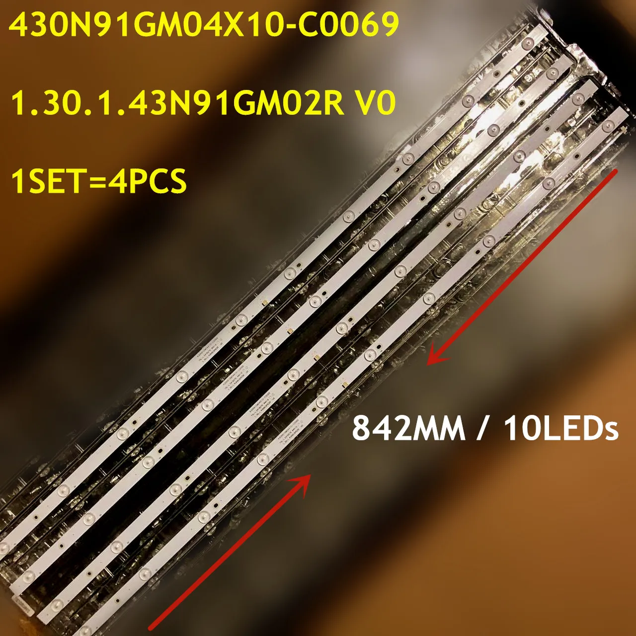 

LED Backlight Strip For 430N91GM04X10-C0069 YSL-L 1.30.1.43N91GM02R V0 7.03.F.43N91J14R/L11B011 10led 84,2cm para Nevir NVR-7412