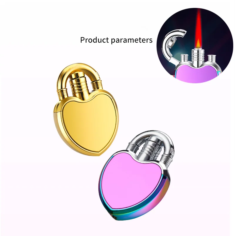 

Creative Fashion Love Butane Gas Lighter Metal Red Flame Turbine Torch Lighter Ladies Cigarette Accessories Portable Gadgets