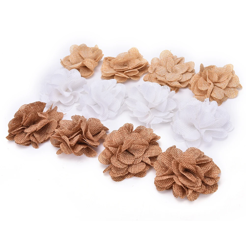 Натуральный кофе бежевый белый джутовый мешковина Hessian цветок роза ручной работы