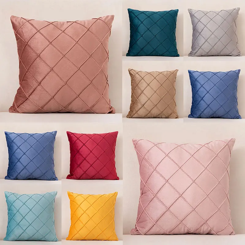 

45*45cm Plaid Pillow Case Waist Throw Cushion Cover Modern Nordic Check Throw Pillows Covers Square Pillowslip Home Pillowcase