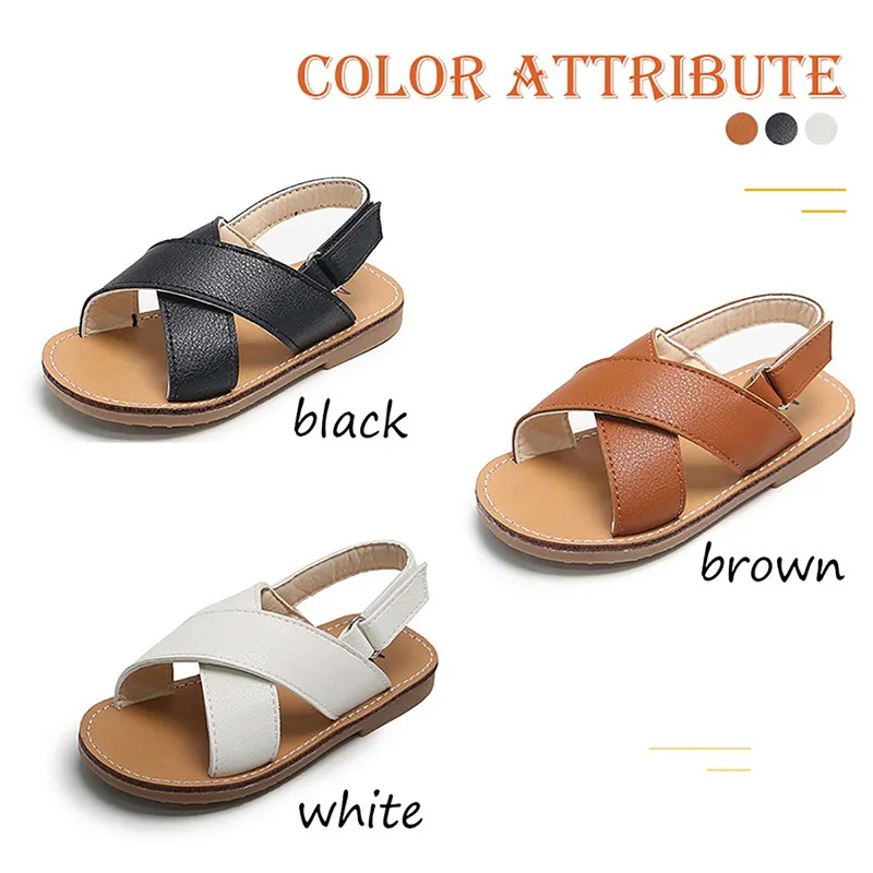 

2021 Boys Girls Sandals Summer Children's Beach Shoes Kids Fashion Sandals Cross-tied Anti-sliperry Soft Simple New Hot