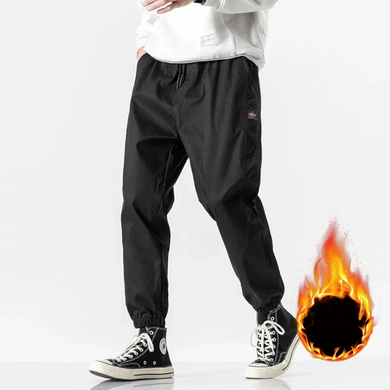 Winter Thick Warm Fleece Cargo Pants Men 2022 New Streetwear Plus Size Black Joggers Male Casual Thermal Trousers 6XL 7XL 8XL