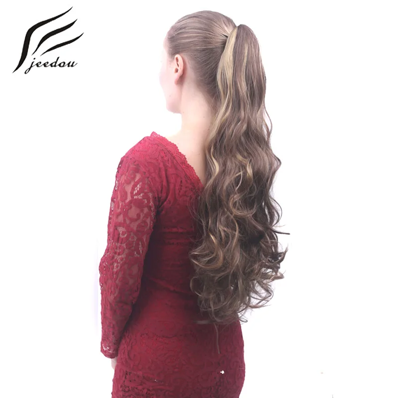 

Jeedou Claw Ponytail Wavy 22" 55cm 150g Synthetic Black Brown Piano Color Shaggy and Sleek Clip on Hair Extensions