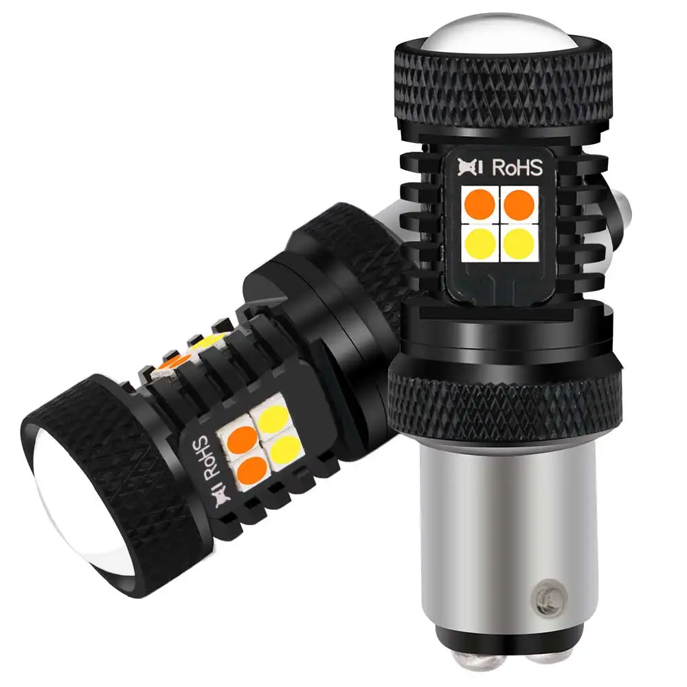 

Car Auto Switchback LED Signal Lamp 1157 P21/5W 3157 7443 Daytime Running Light Turn Signal Light White Yellow Lens 3030 16SMD