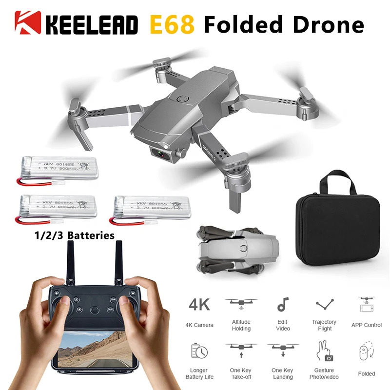 KEELEAD E68 Дрон с разрешением 4K WI FI FPV широкоугольный Камера дроны камера HD 1080P