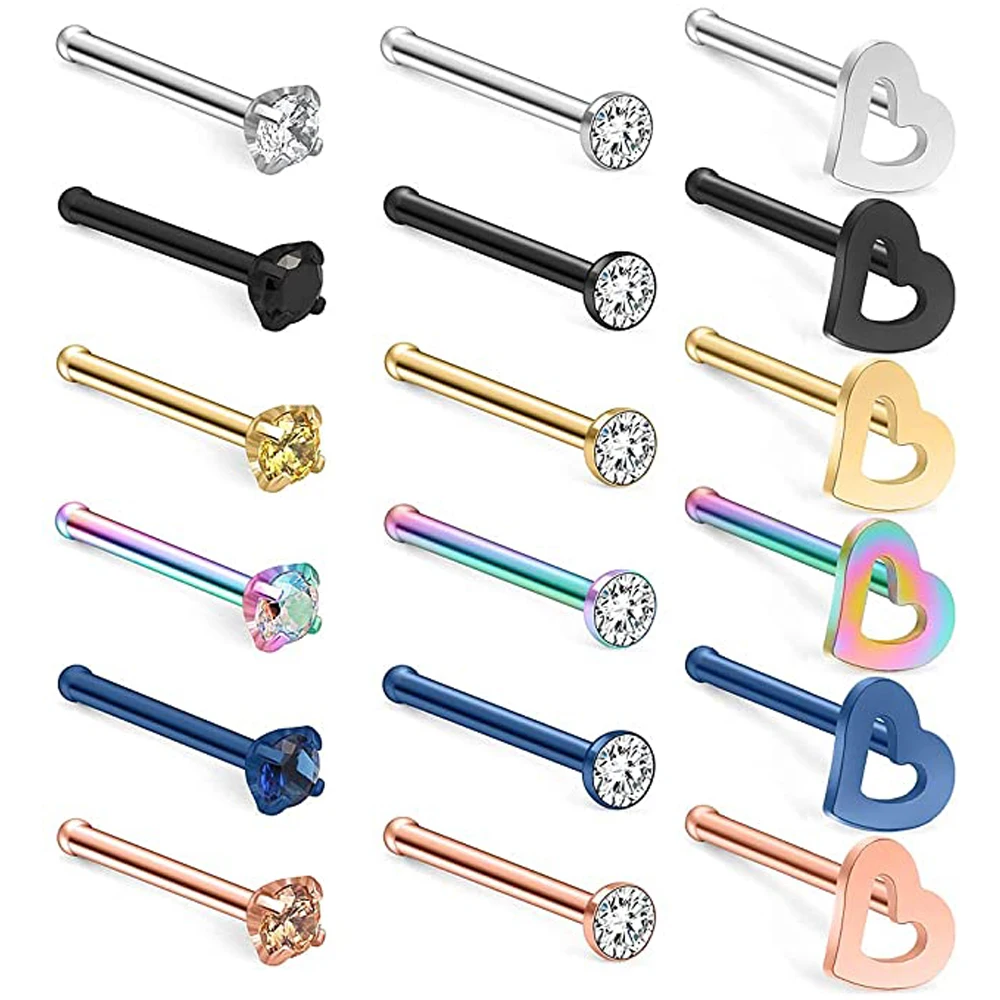 

L-образный винт в форме сердца из нержавеющей стали для носа ювелирные изделия кольца для пирсинга