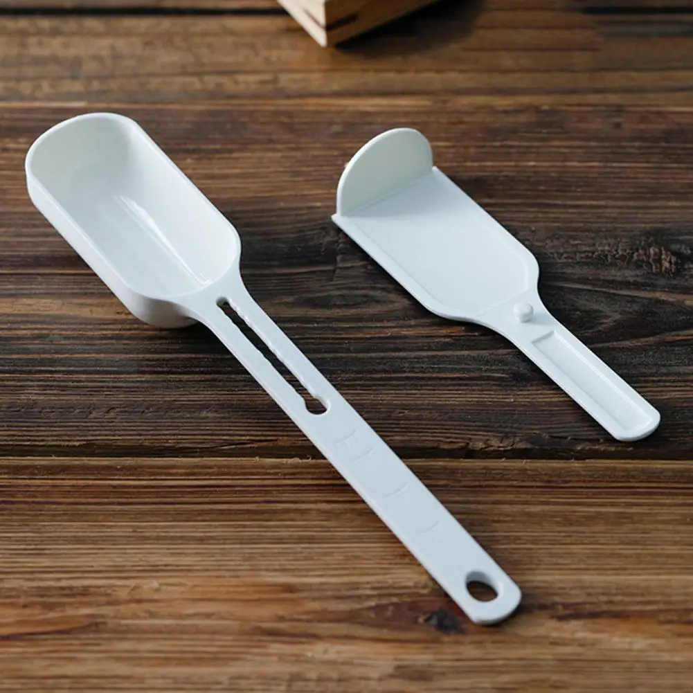 

Measuring Scale Spoon Plastic Measuring Spoon Reusable Anti-wear Convenient Practical Slide Up Lid Measuring Scoop