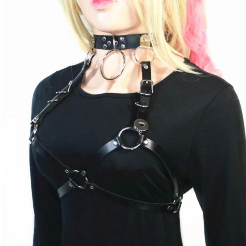 

Sexy Punk Lingerie Belt Adjustable Leather Garter Rivet Halter Women For Female Erotic Waistband Body Suspenders Harness