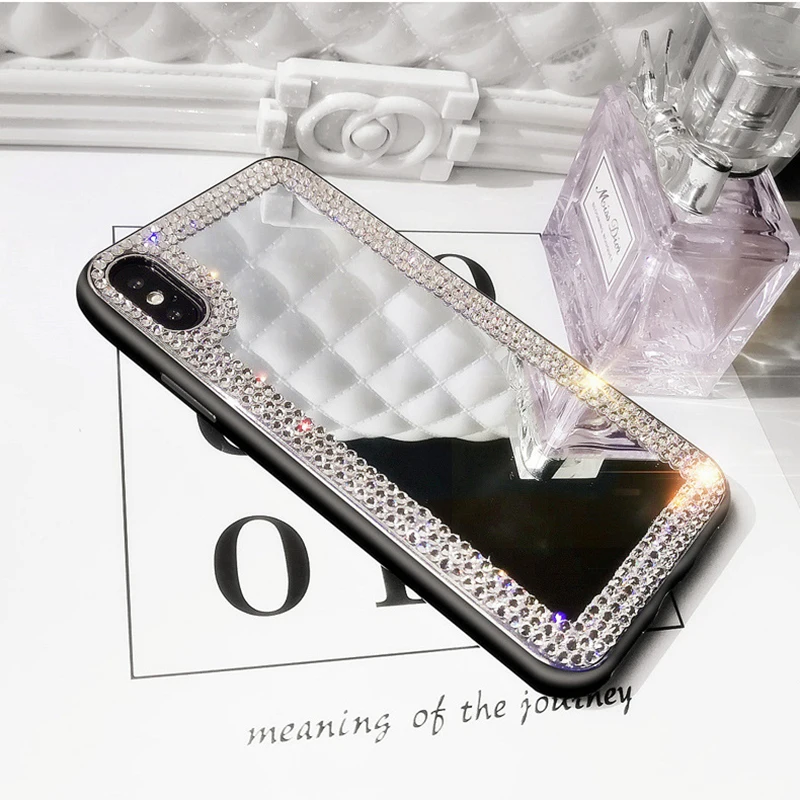 Роскошный зеркальный чехол со стразами для iPhone X мягкий силиконовый XS XR 8 7 6 6S Plus 11