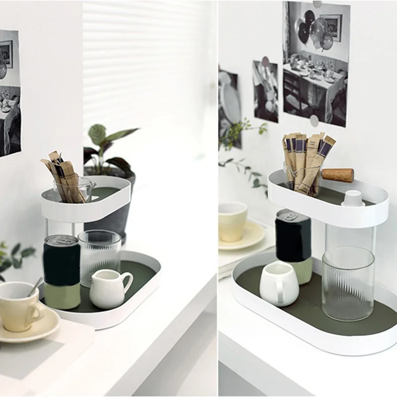 

1Piece Storage Racks Metal Iron with PU Leather Mat Sundries Holder Tableware Party Supply Home Decoration Bathroon