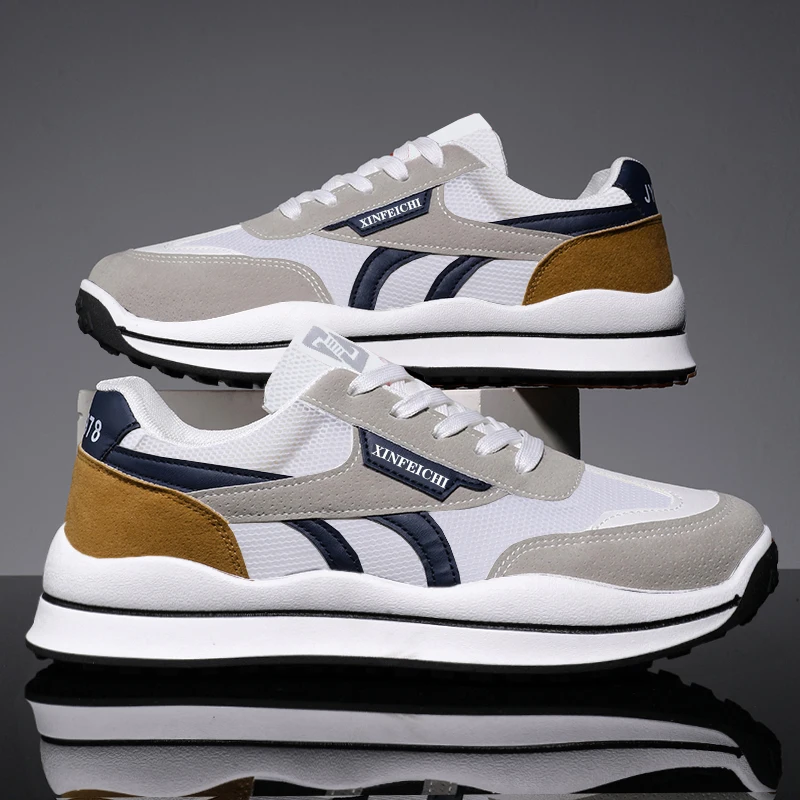 

WNew Men Sports Shoes Light Breathable Running Shoes Outdoor Comfortable Leisure Lace Up Chunky Sneakers Gym Shoes Zapatillas