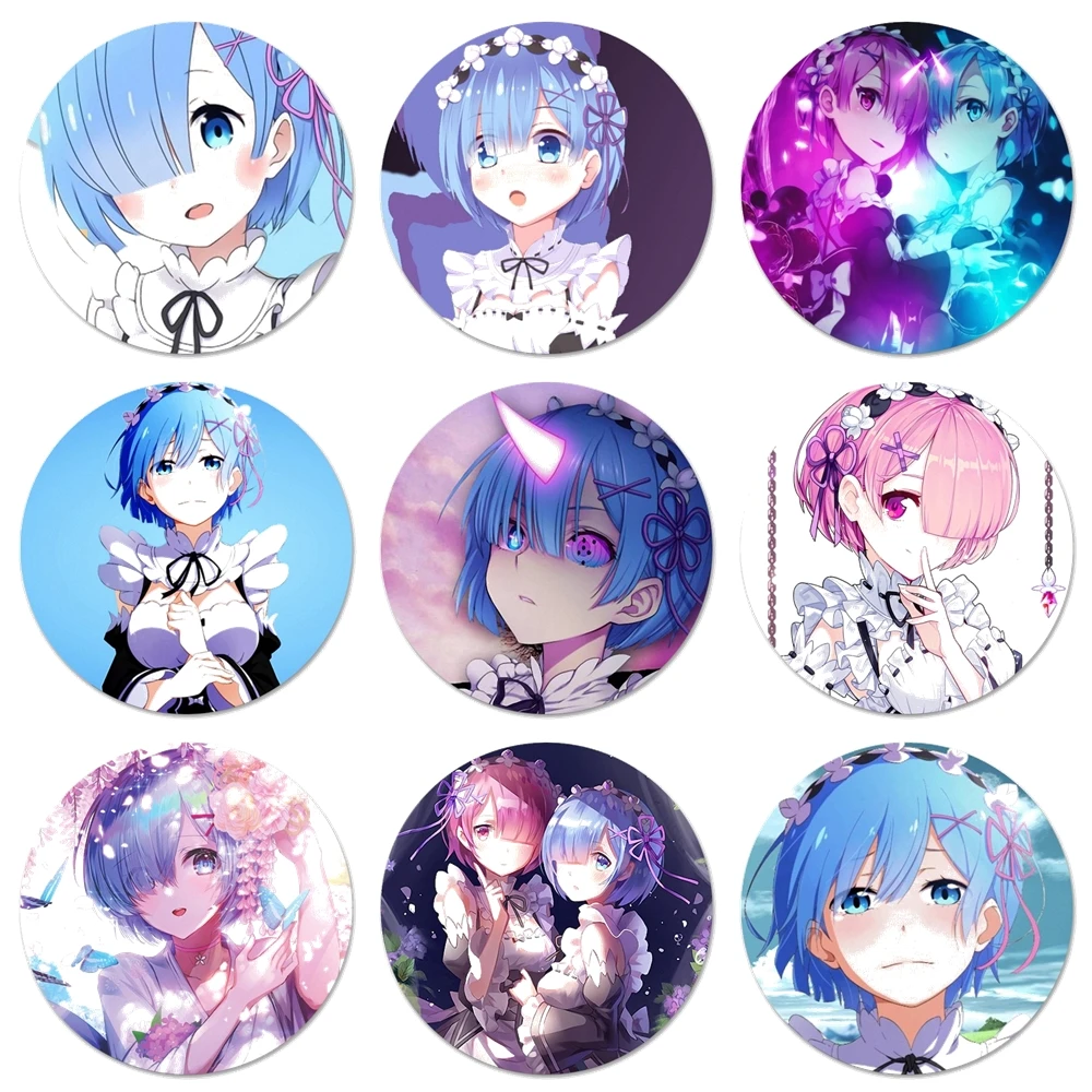 58mm Anime RE ZERO Ram Rem Badge Brooch Pin Accessories For Clothes Backpack Decoration gift