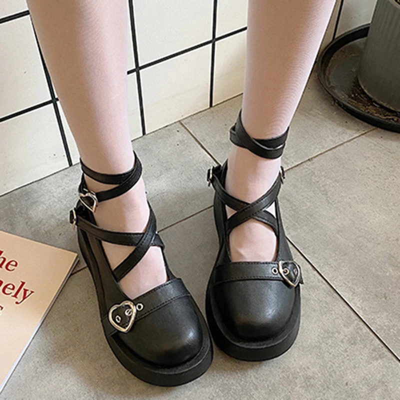 Туфли Мэри Джейн женские на толстом каблуке туфли Лолита с перекрестной