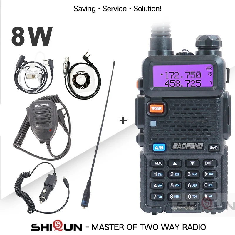 

Радиостанция Baofeng UV 5R 8 Вт, рация дальнего действия Yaesu, высокая мощность 8 Вт, мощность ful 10 км, Двухдиапазонная двухсторонняя рация uv5r для охо...