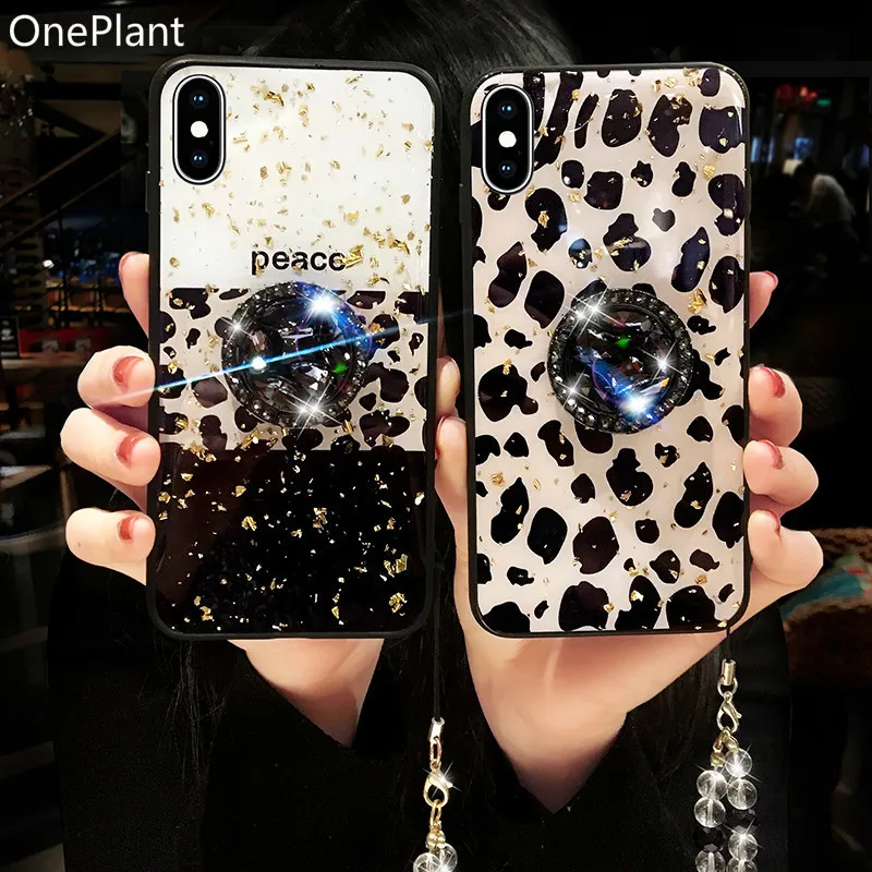 Роскошный Блестящий 3D чехол с леопардовым принтом для iPhone 6, 7, 8 Plus, X, XR, Xs, Max, Кристальный держатель для samsung S8, S9, S10, Note 8, 9, чехол