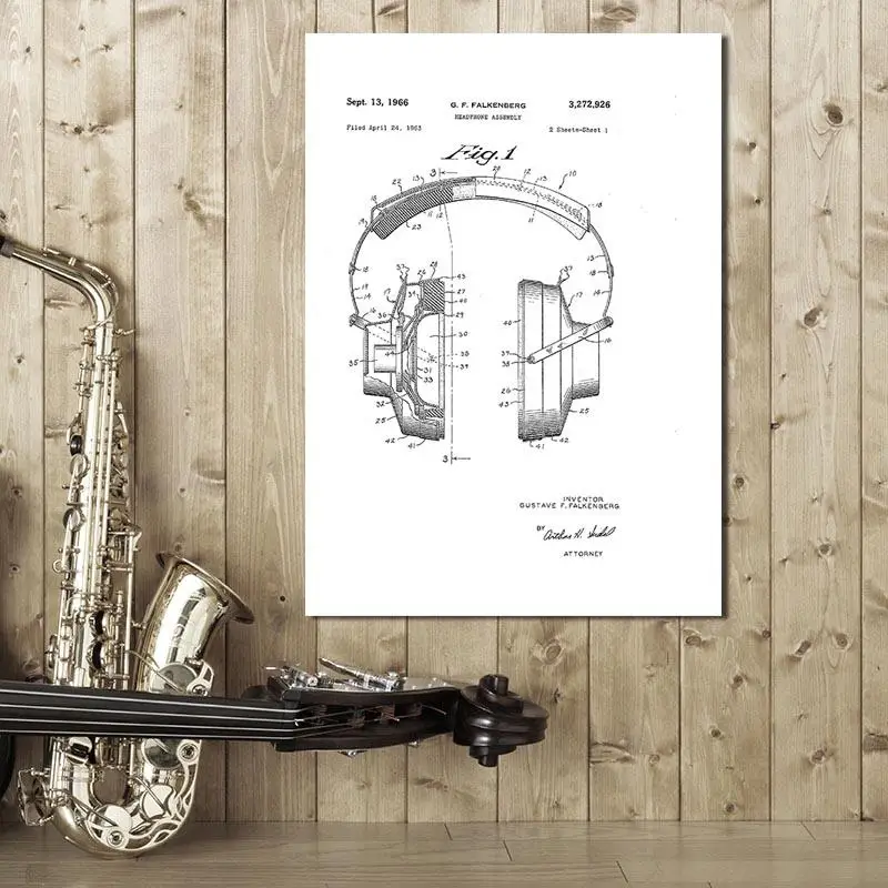 

Headphone Patent Print Poster Canvas Painting Posters and Prints Wall Art Picture Designed for Living Room Home Decor