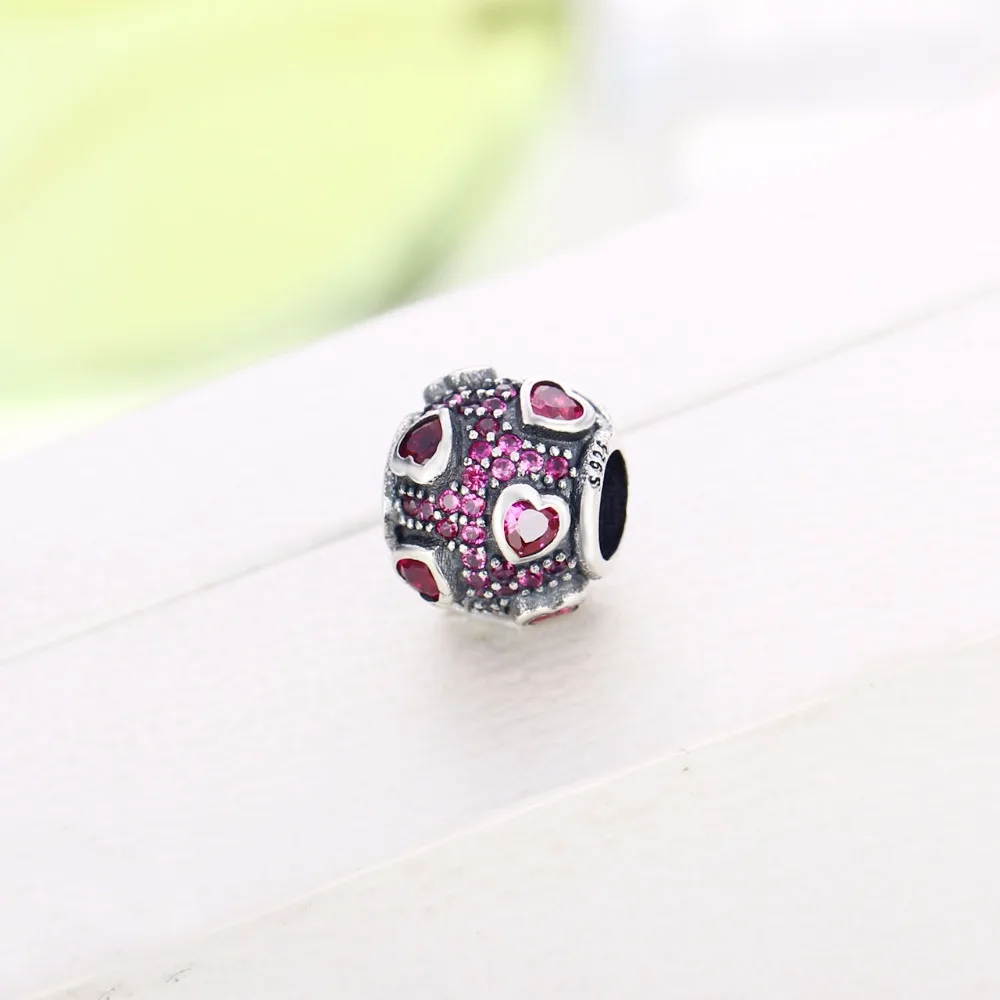 Весенняя коллекция 2018 бусины в форме сердца из стерлингового серебра 925 пробы с