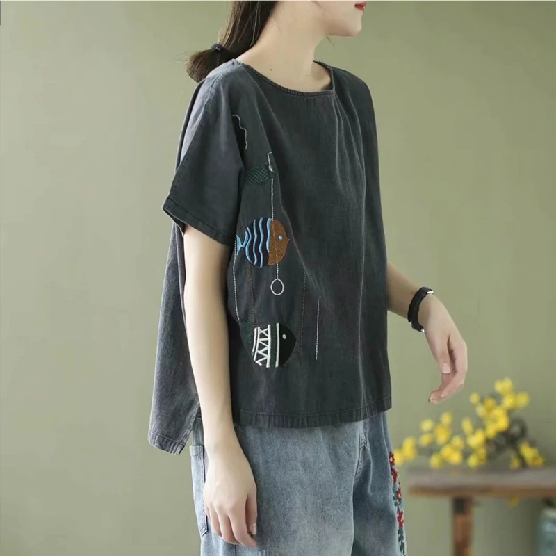 

Masss Wasss 2021 Korean Summer Style Women Vintage Printing Short Sleeve Tee Ladies Casual Loose T-shirts Female Tops Big Size