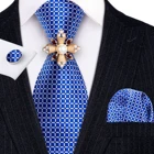 Модные броши в синюю клетку, мужской свадебный галстук, шелковый галстук, комплект Hanky Barry.Wang, модные дизайнерские галстуки для мужчин, вечерние