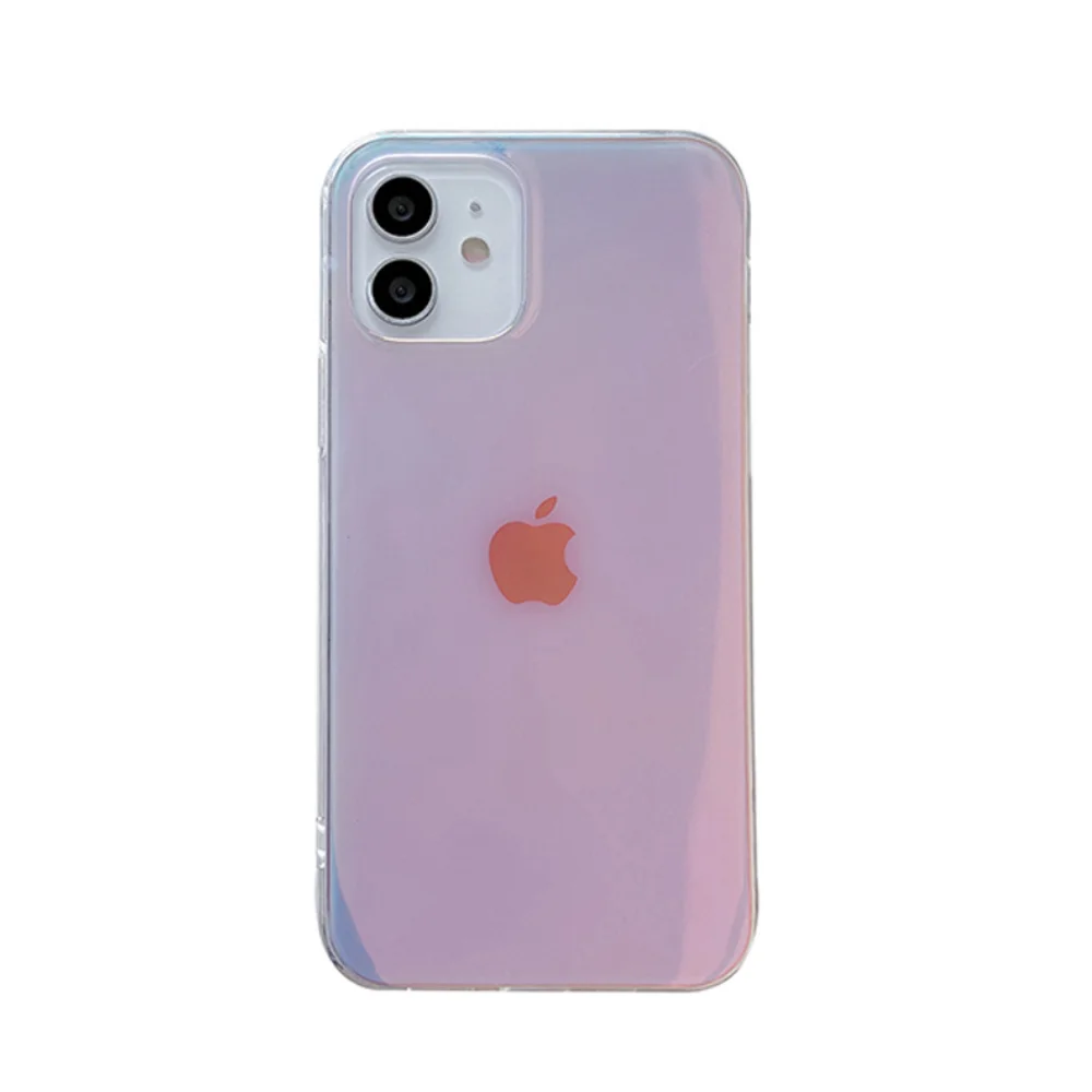 

Luxury Glossy Electroplating Transparent Laser Rainbow Soft Hard Phone Case for IPhone 12 Pro Max 11 7 8 Plus X XR XS Max Cover