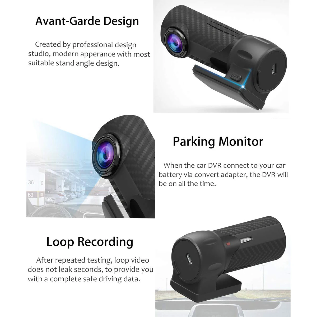 

New 170 Degree Wide Angle WDR WIFI Cam Mini Dash Camera Car DVR Driving Recorder Parking Camera Black