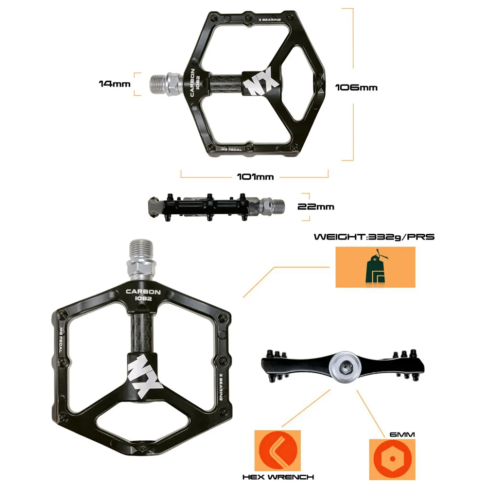 Педаль велосипедная Ультралегкая из углеродного волокна 8 цветов|Педаль