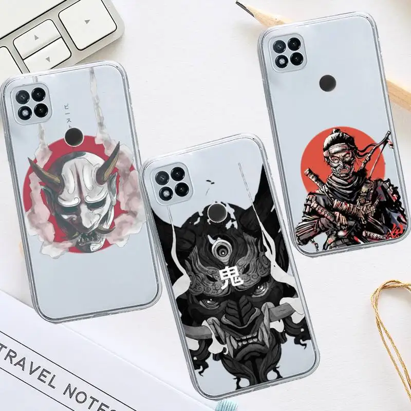 

samurai oni mask Phone Case Transparent for Xiaomi redmi note 5 7 8 9 10 11 t S A lite pro high quality funda