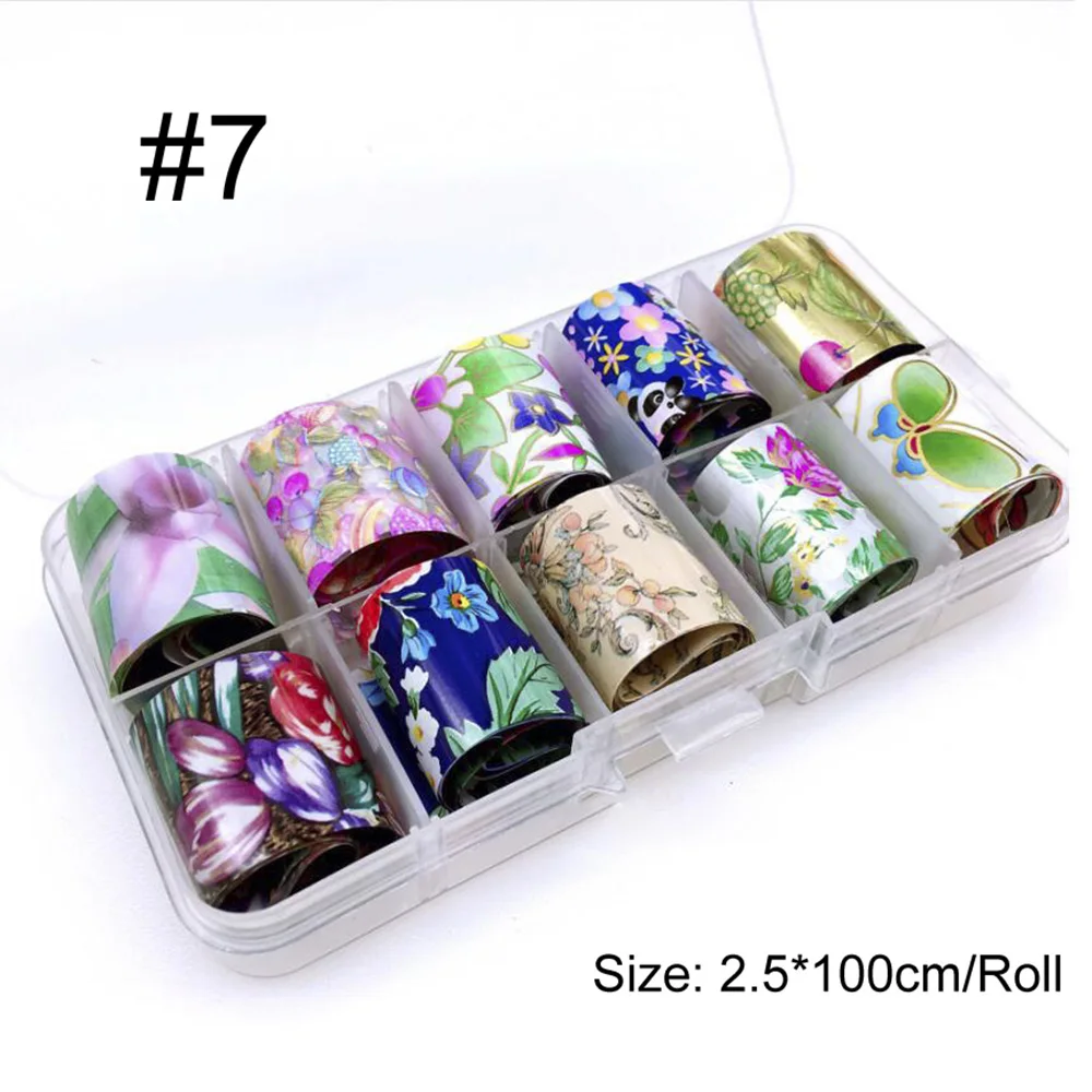 Голографическая переводная фольга 10 рулонов Микс звездное небо наклейки для