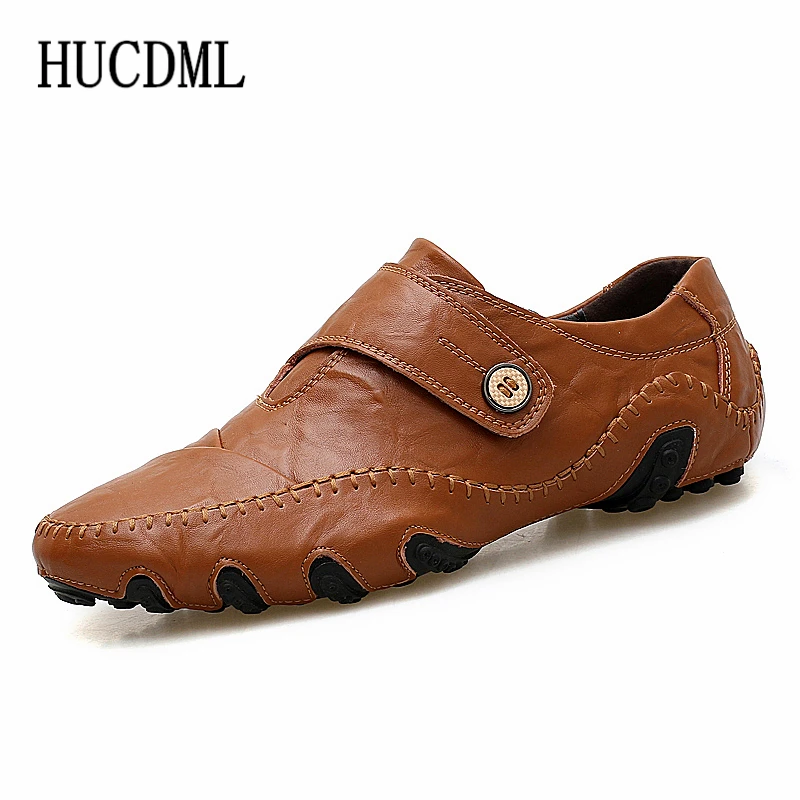 Туфли мужские из натуральной кожи повседневные лоферы без застежки Мокасины