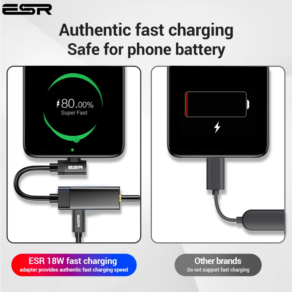 Адаптер ЦАП ESR USB C 2 в 1 адаптер для наушников типа на 3 5 аудиоразъем Type c наушники мм