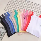 Майка Женская Базовая однотонная без рукавов, яркая Базовая кофта с цветочной кружевной отделкой в рубчик, повседневное нижнее белье, облегающий жилет, карамельные цвета, на лето