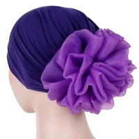 2020 big flower headband turban caps for women fashion hair accessories ladies muslim headwraps cap elastic chemo bonnet hat