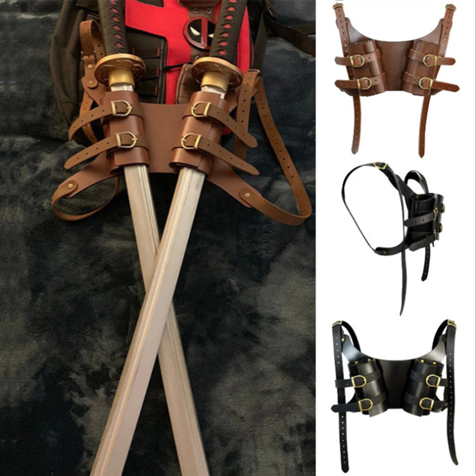 

Medieval Renaissance Sword Holder PU Belt Waist Sheath Adult Men Larp Warrior Pirate Viking Knight Cosplay Leather Buckle Strap
