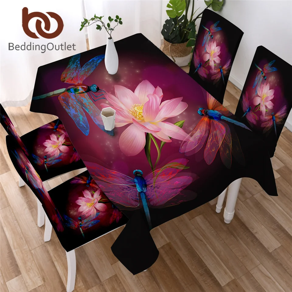 Скатерть BeddingOutlet со стрекозой скатерть для обеденного стола с 3D рисунком цветов