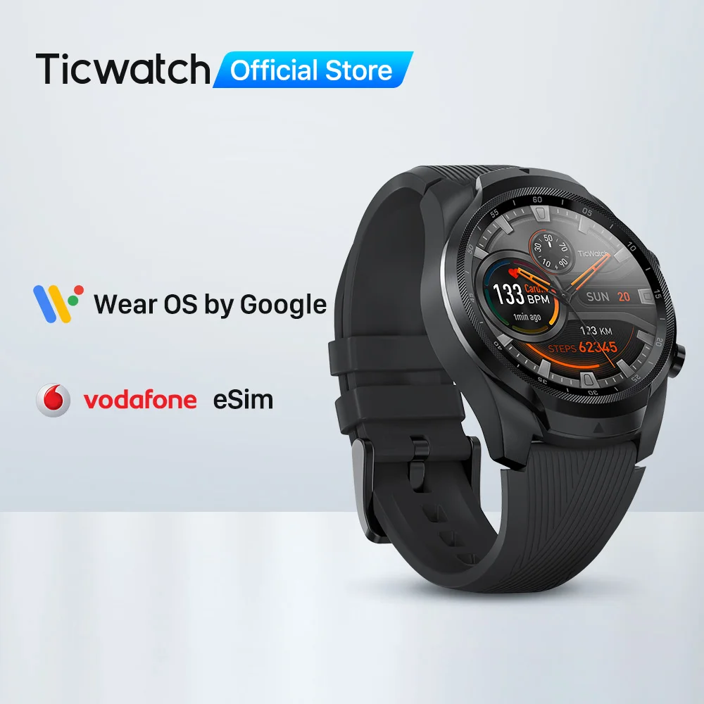 TicWatch Pro 4G/LTE версия ЕС (Восстановленный) 1 ГБ ОЗУ отслеживание сна IP68
