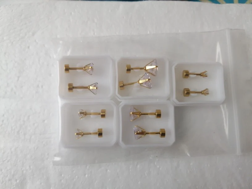 Серьги гвоздики LUXUKISSKIDS из нержавеющей стали с винтом на спине 5 парт/Лот модные