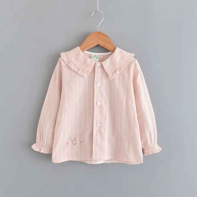 LHE48Pink Babyinstar; Белая школьная блузка; рубашки для девочек; блузка; одежда для детей; одежда с длинными рукавами для маленьких девочек; детская белая блузка; - Цвет: LHE48Pink