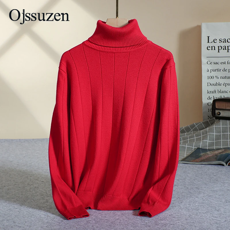 Красный женский зимний теплый свитер с высоким воротником женские розовые