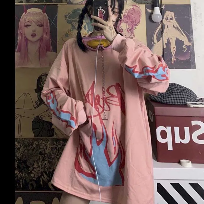 

Женская футболка с длинным рукавом, футболка, топ, осенняя одежда 2022, Студенческая Корейская версия, свободная футболка средней длины в стил...