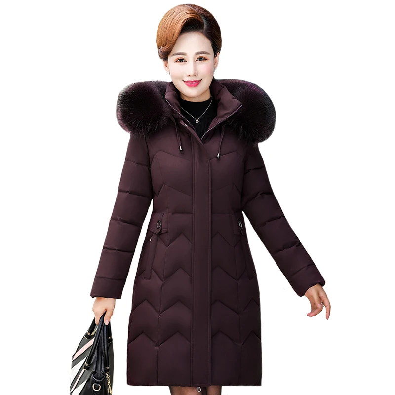 

2021 Women Winter Jacket High Quality Warm Thicken Snow Wear Hooded With Fur Female Parka Long Padded Women Coat