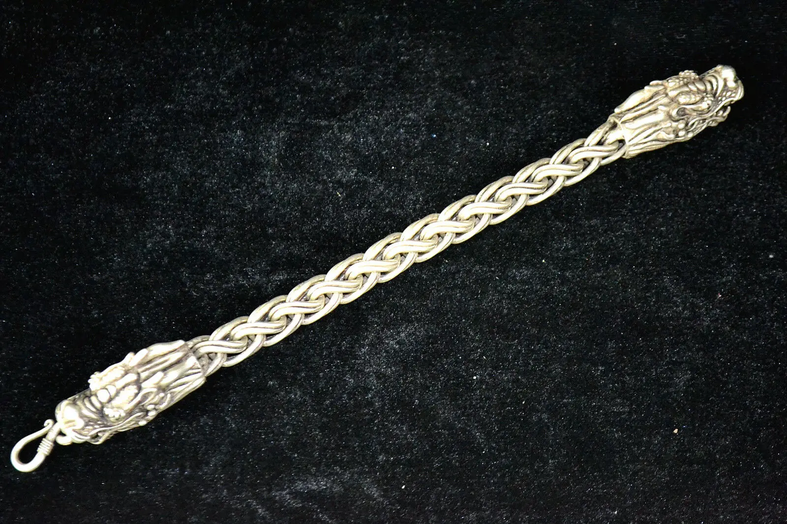 

handwork Collectible Old Tibet Silver weave case Dragon noble Bracelet chinese