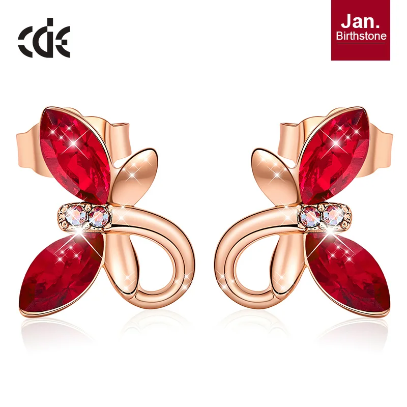 Jan CDE женские золотые ювелирные серьги, украшенные кристаллами Swarovski, милые серьги-бабочки из розового золота 18 К, модное ювелирное изделие - Цвет камня: Jan