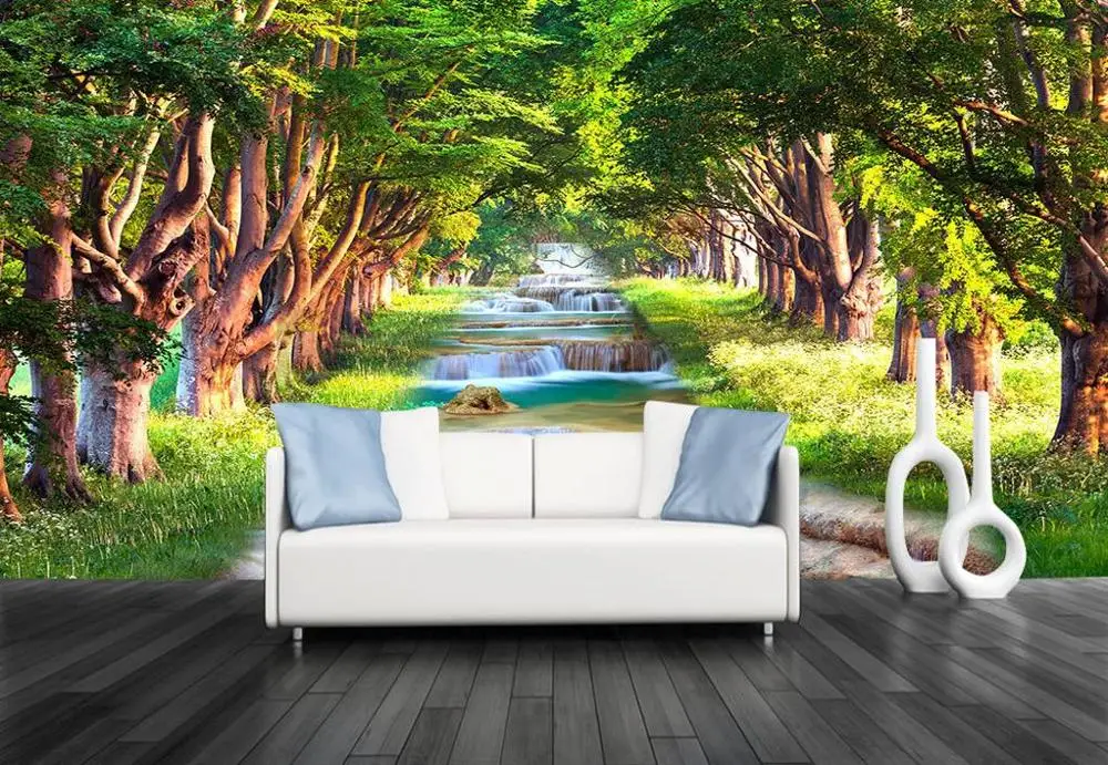Стереоскопические 3d обои настроить любую комнату поток пейзаж рулон обоев 3D