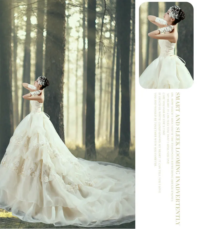 

2016 luxurious Beaded Appliqued Tiered Taffeta Wedding Dress Vintage Strapless Ball Gown Ruffled Royal Train Wedding Dress