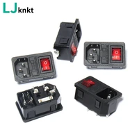 5pcs ac 01 3 pin red rocker switch 10a 250v incoming line ac power socket fuse plug connector