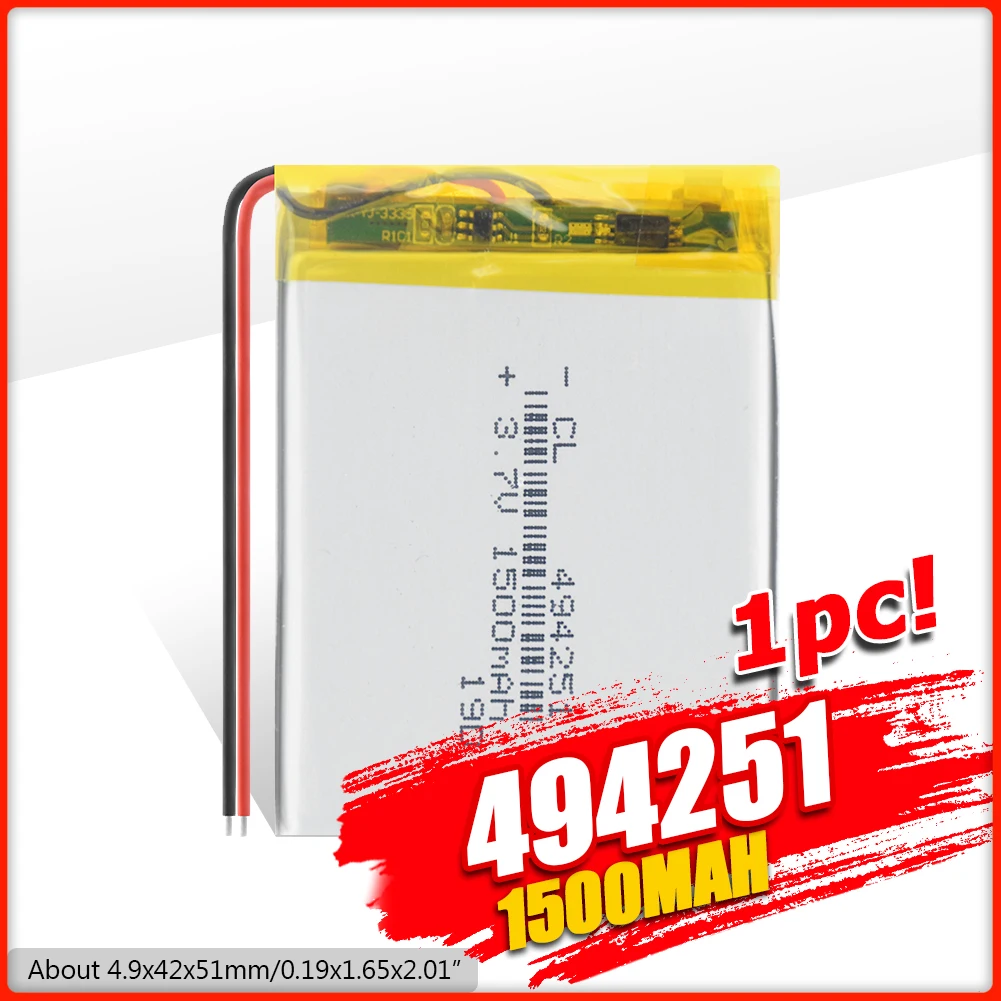 1/2/4 шт Новый 494251 1500mAh литий ионный полимерный аккумулятор 3 7 V Lipo батареи для DVR GPS MP3