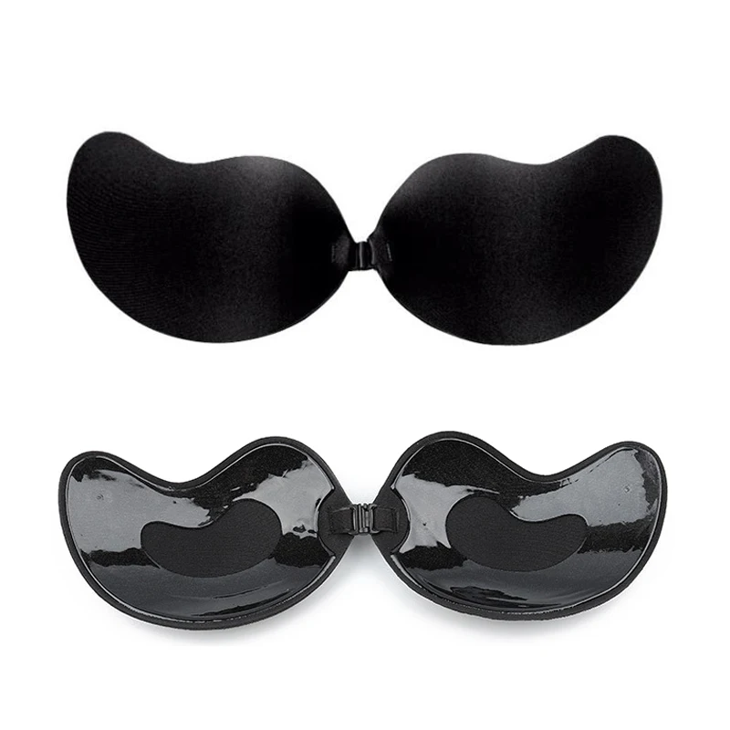 

Women Self Adhesive Strapless Bandage Blackless Solid Bra Sticky Gel Silicone Push Up Women's Underwear Invisible Bra DropShip